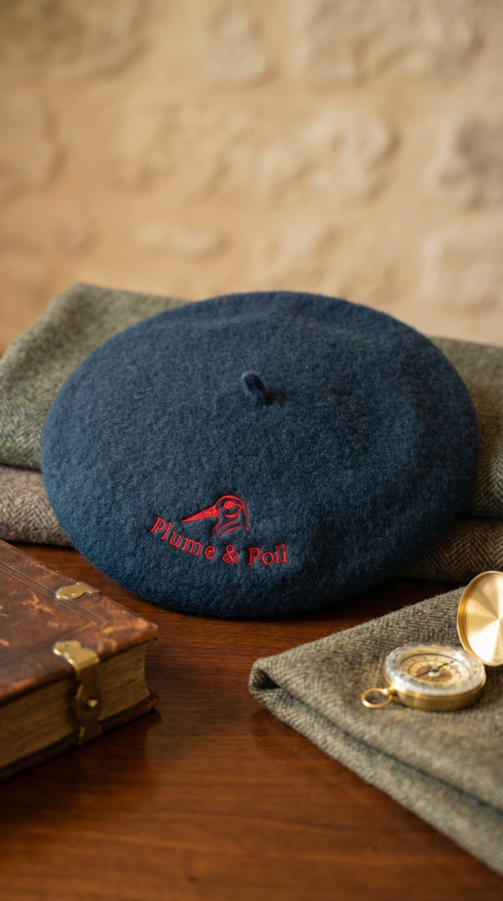 Béret Bécasse Bleu/Rouge
