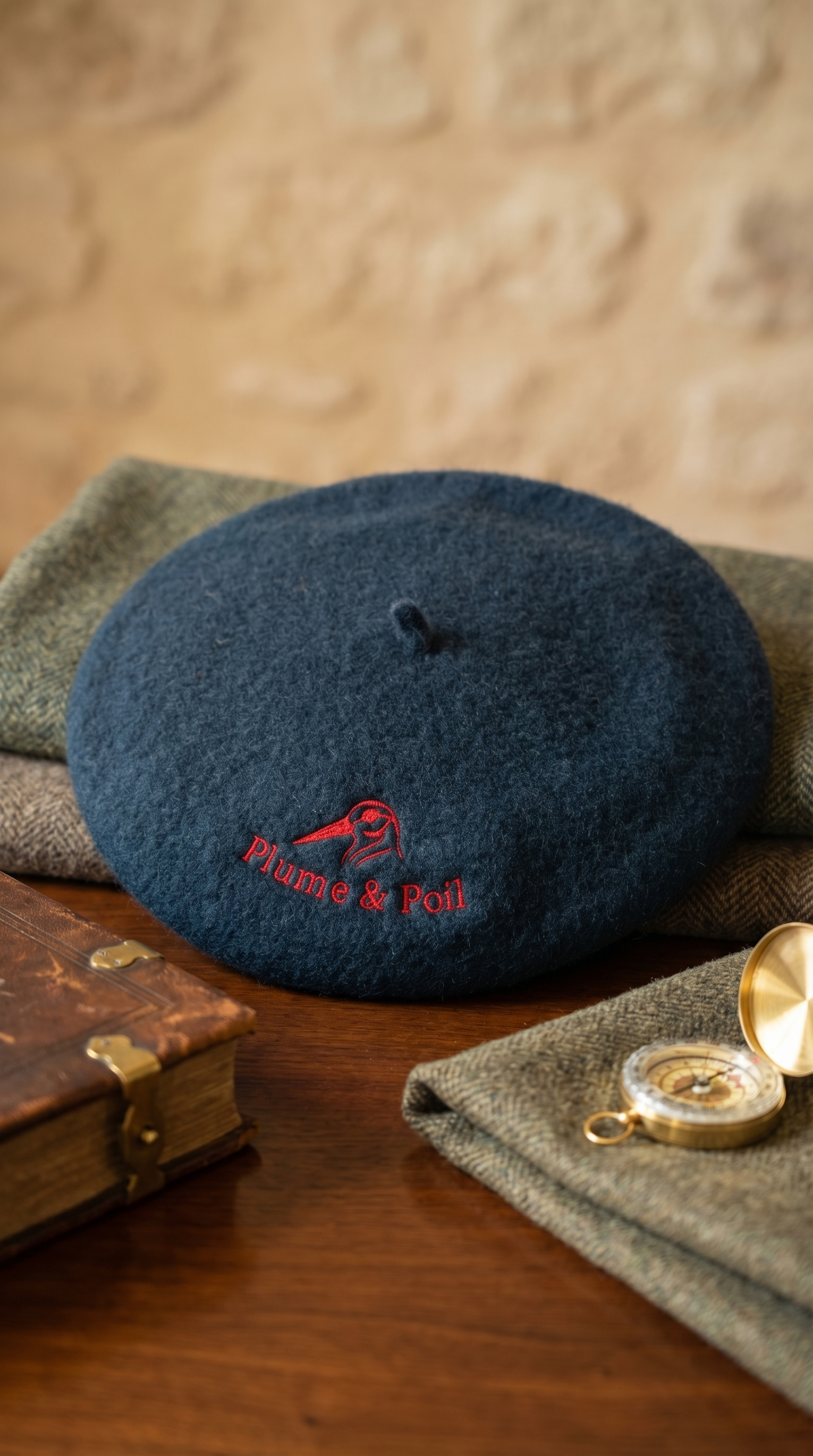 Béret Bécasse Bleu/Rouge